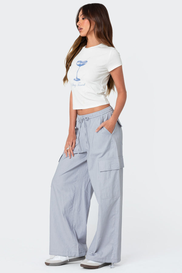 Edikted Phoenix Linen Look Cargo Pants Gray