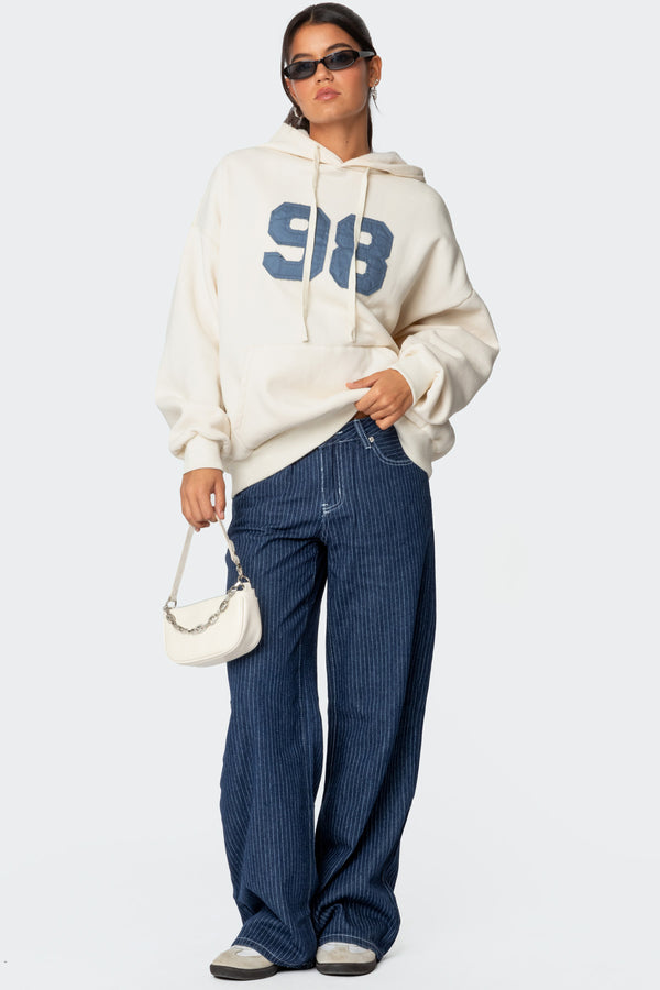 edikted Pinstripe Low Rise Jeans navy