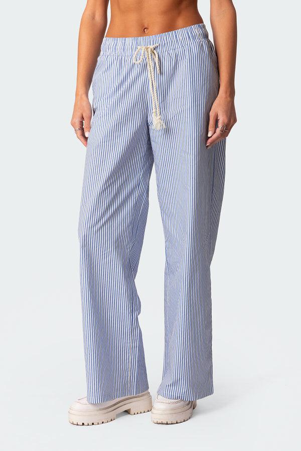 Edikted Pinstripe Pants Blue