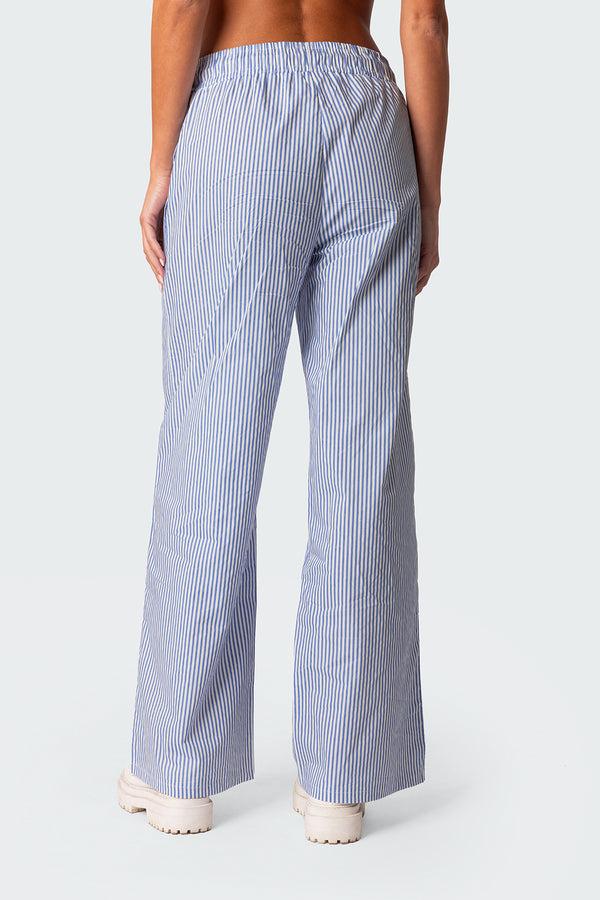 Edikted Pinstripe Pants Blue