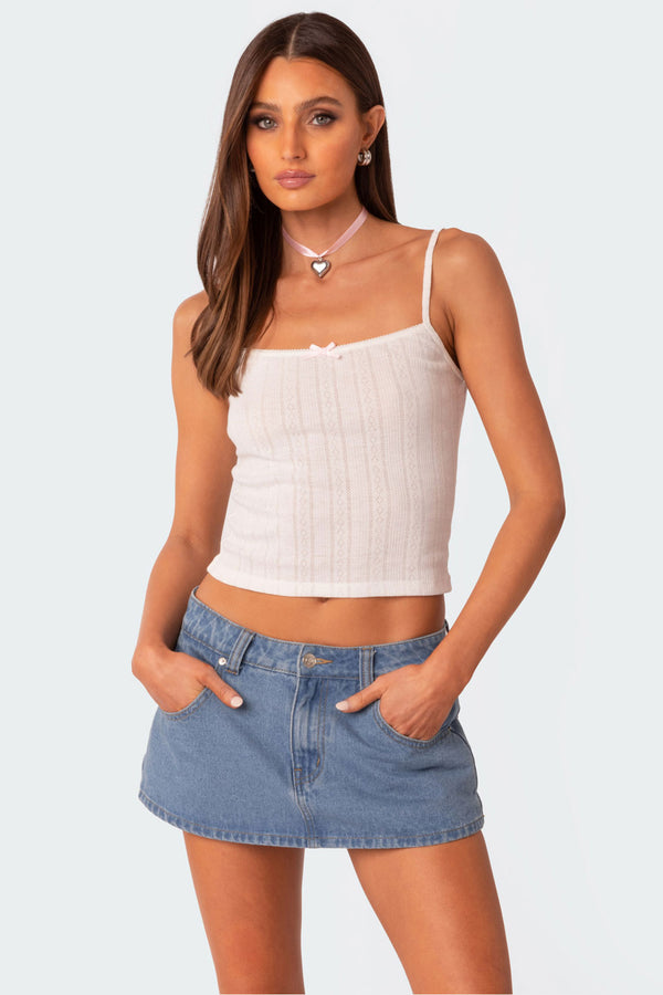 edikted Pointelle Tank Top white