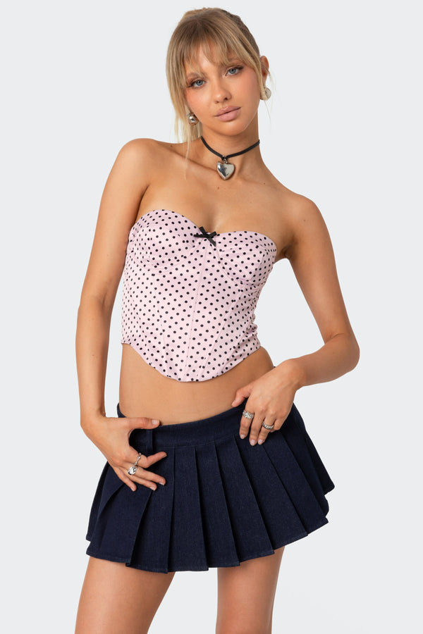 edikted Polka Dot Satin Effect Corset light pink