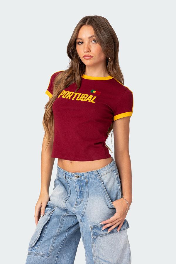 Edikted Portugal T-Shirt Burgundy