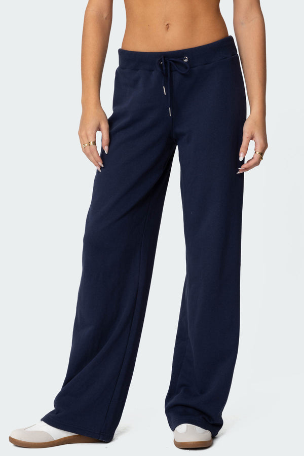 Edikted Quinn Straight Leg Sweatpants Navy