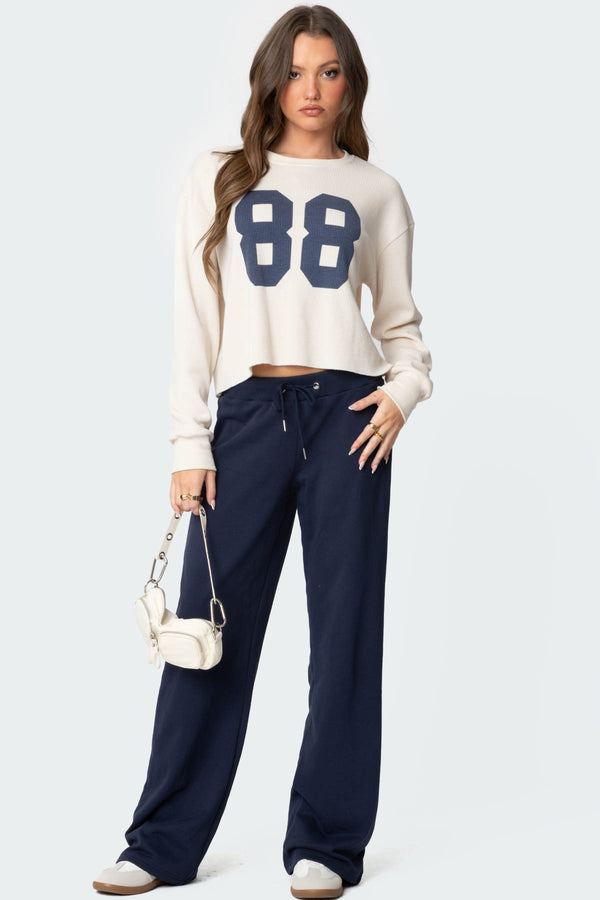 edikted Quinn Straight Leg Sweatpants navy