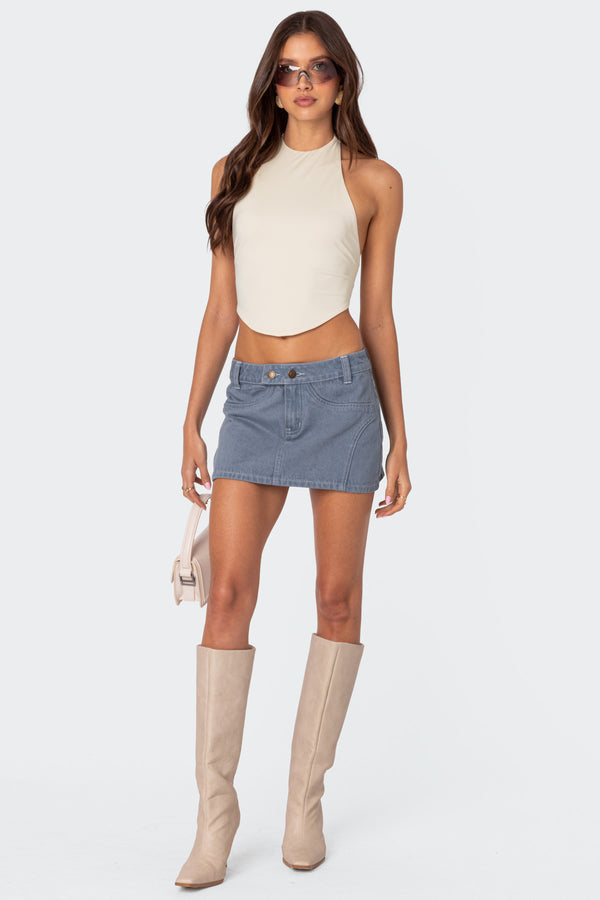 Edikted Raine Curved Halter Top Cream