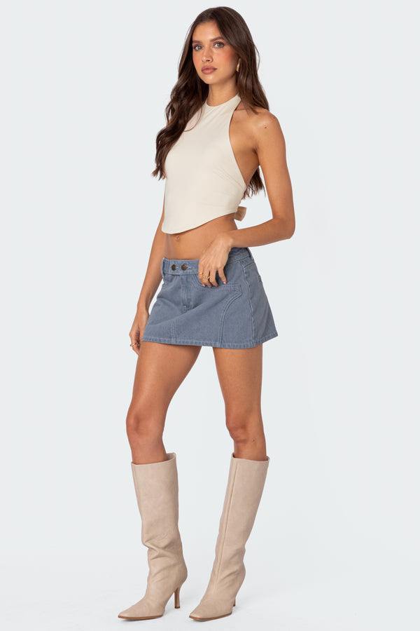 edikted Raine Curved Halter Top cream