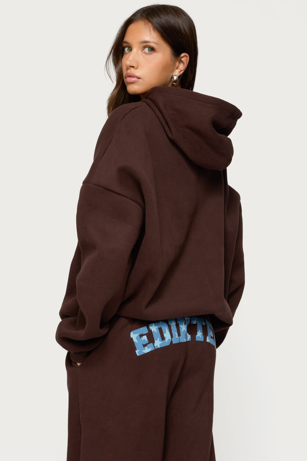 Edikted Really Edikted Hoodie Brown