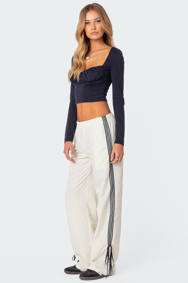 Edikted Remy Ribbon Track Pants Off White