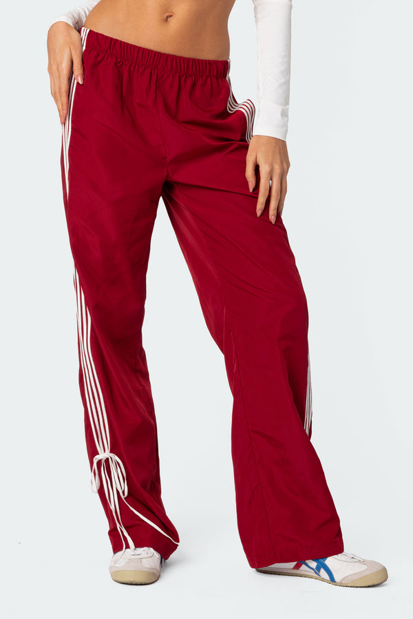 Edikted Remy Ribbon Track Pants Red