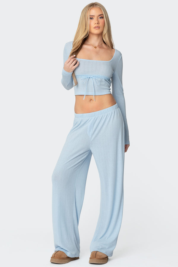edikted Ren Pointelle Pants light blue