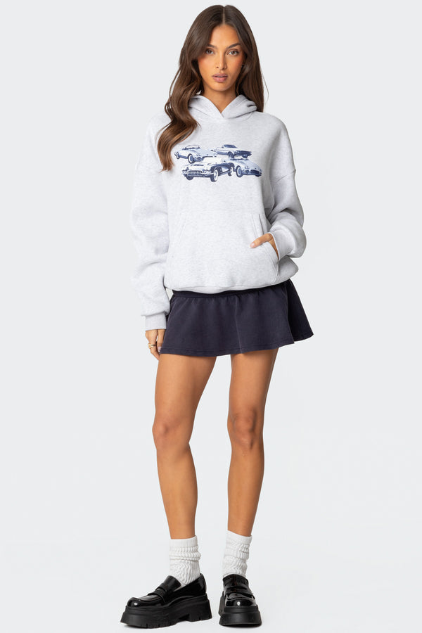 Edikted Retro Rides Hoodie Gray Melange