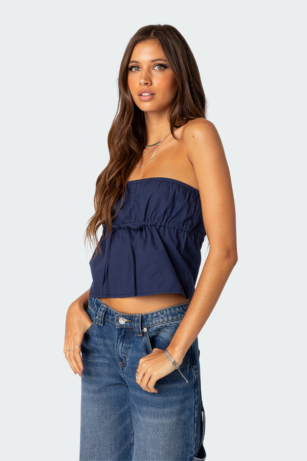 Edikted Reva Strapless Top Navy
