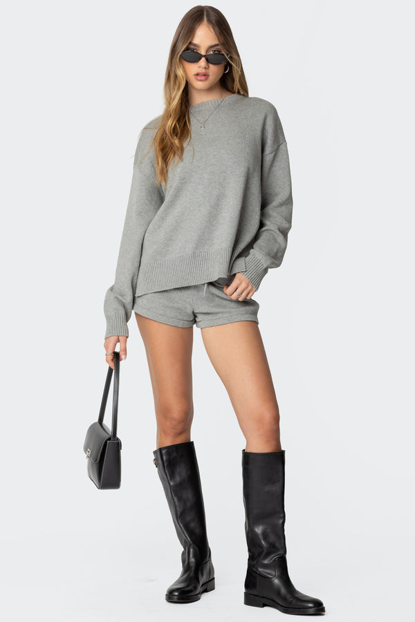 Edikted Riley Oversized Knit Sweater Gray Melange