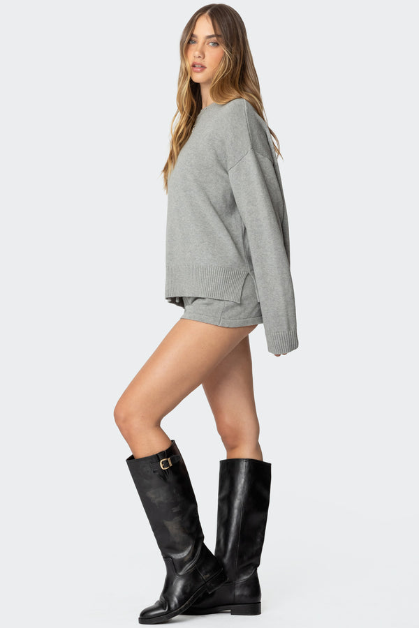 Edikted Riley Oversized Knit Sweater Gray Melange