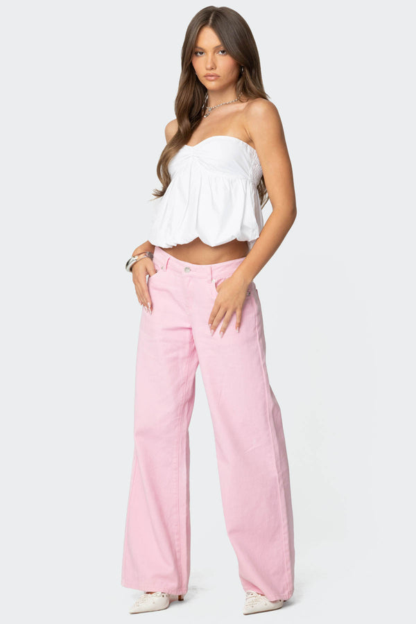 Edikted Roman Low Rise Slouchy Jeans Pink