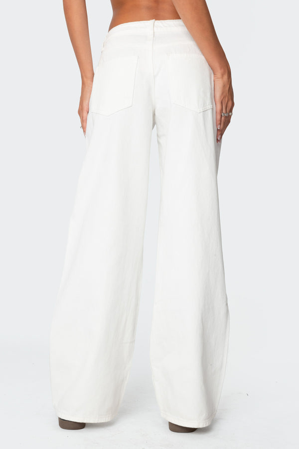 Edikted Roman Low Rise Slouchy Jeans White