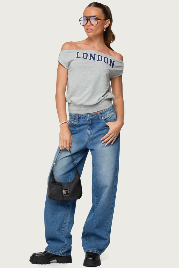edikted Rorie Mid Rise Straight Leg Jeans blue