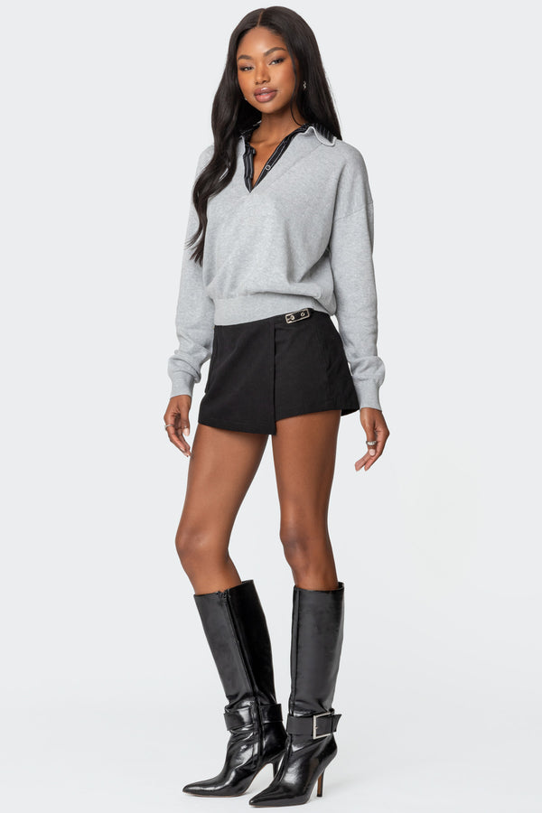 Edikted Rue Double Collared Sweater Gray
