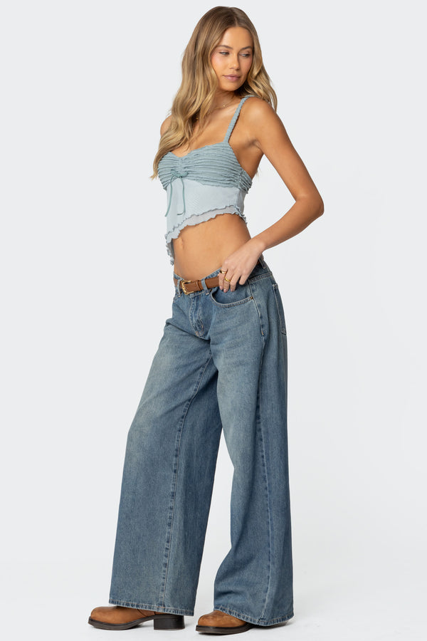 Edikted Ruffled Asymmetric Tank Top Light Blue
