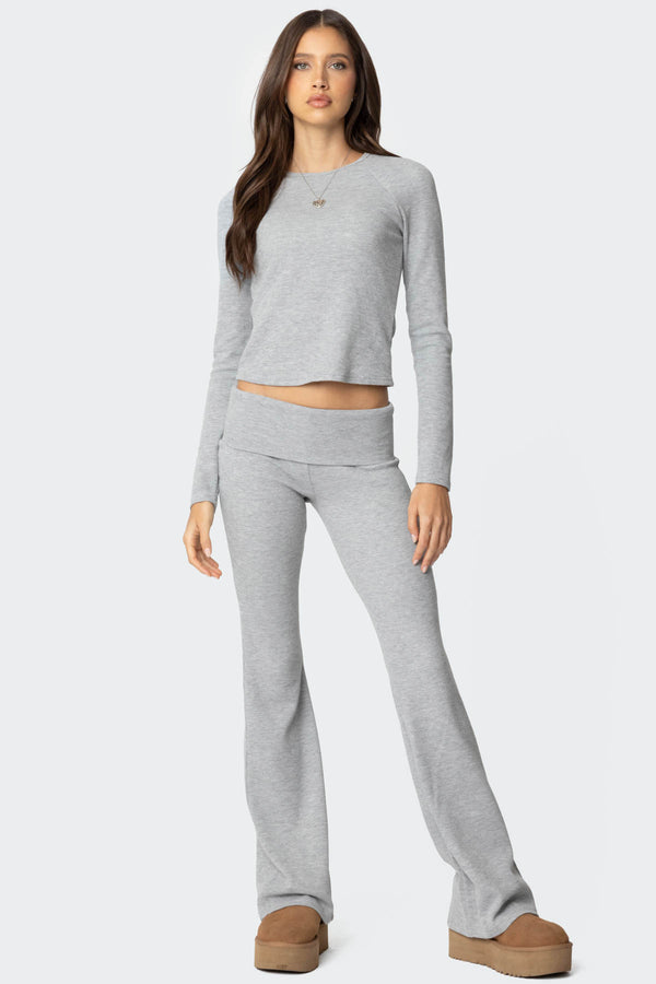 Edikted Sab Waffle Knit Top Gray Melange