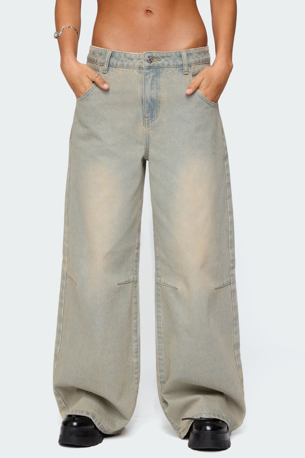 Edikted Santi Low Rise Wide Leg Jeans Light Blue