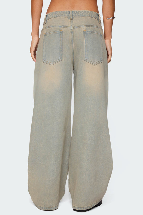 Edikted Santi Low Rise Wide Leg Jeans Light Blue