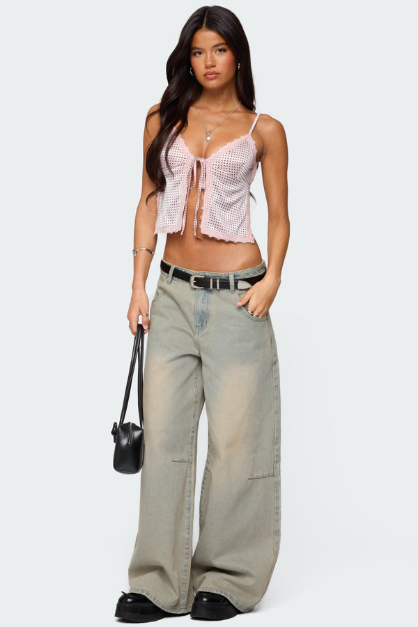 edikted Santi Low Rise Wide Leg Jeans light blue