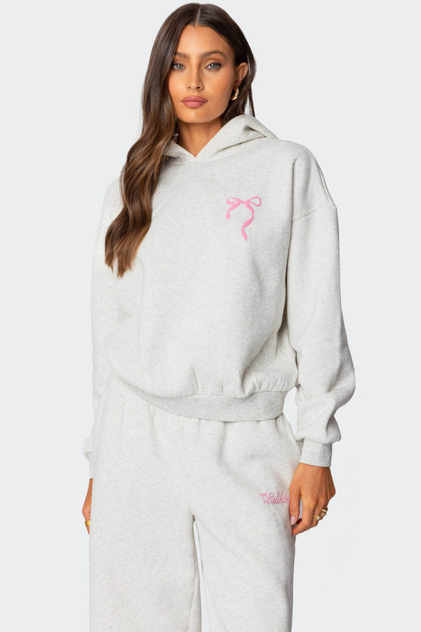 Edikted Sasha Bow Detail Hoodie Gray Melange