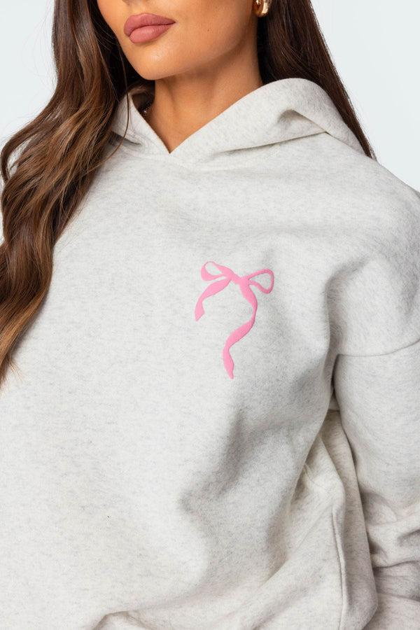 Edikted Sasha Bow Detail Hoodie Gray Melange