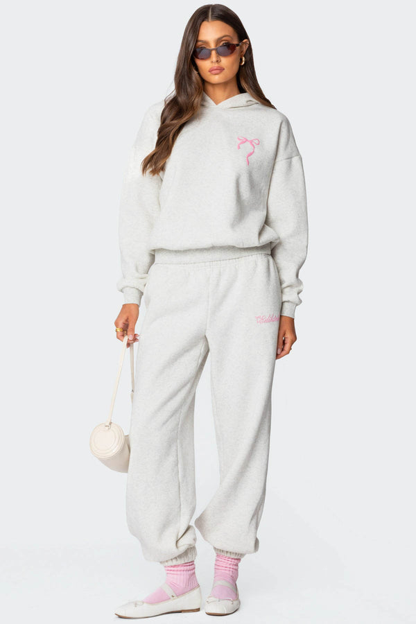 Edikted Sasha Bow Detail Hoodie Gray Melange