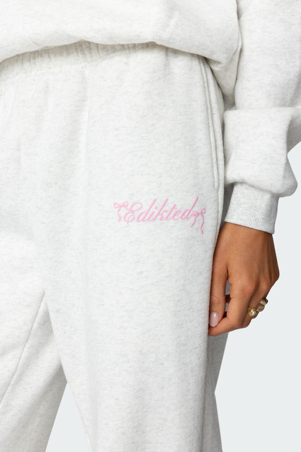 Edikted Sasha Bow Detail Sweatpants Gray Melange