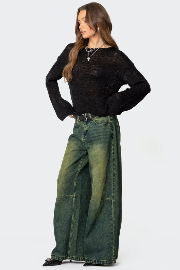 Edikted Shawn Washed Low Rise Jeans Blue Washed