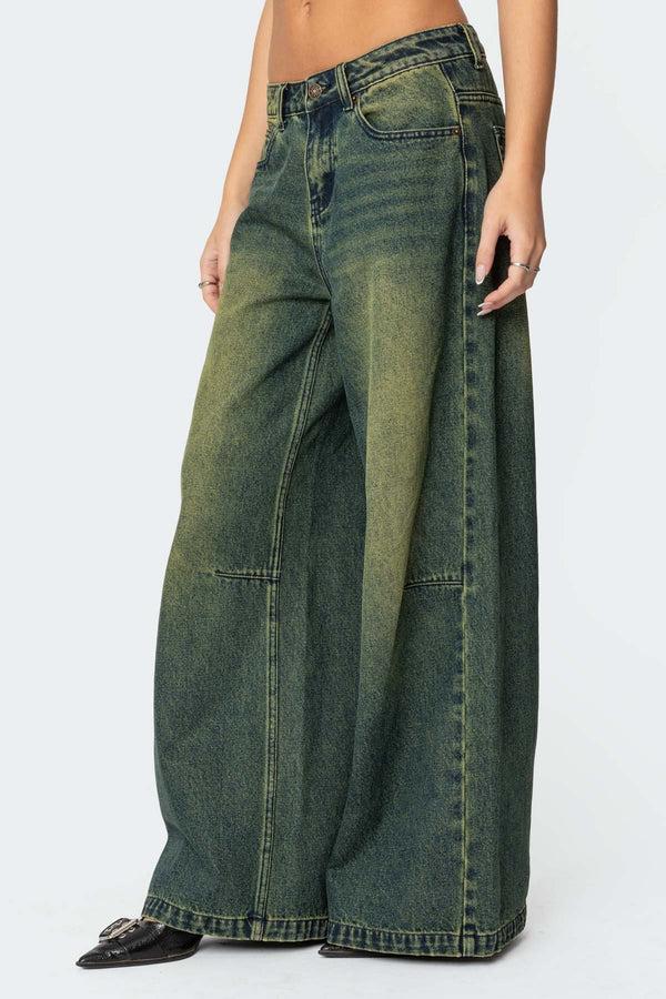 Edikted Shawn Washed Low Rise Jeans Blue Washed