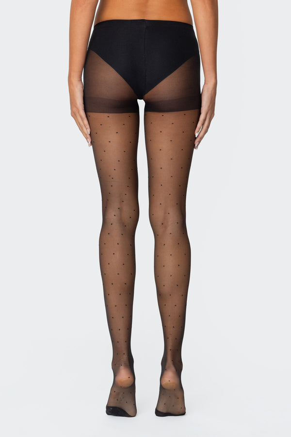 Edikted Sheer Polka Dot Tights Black