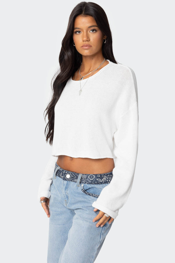 Edikted Shyrah Oversized Knit Top White