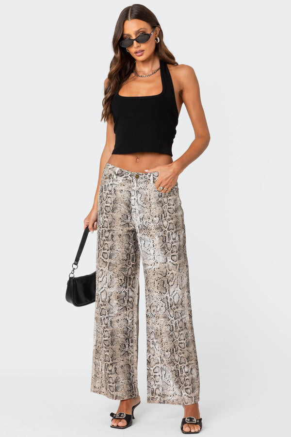 edikted Snakeskin Printed Low Rise Jeans mix