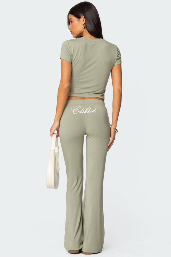 edikted So Edikted Flared Pants olive