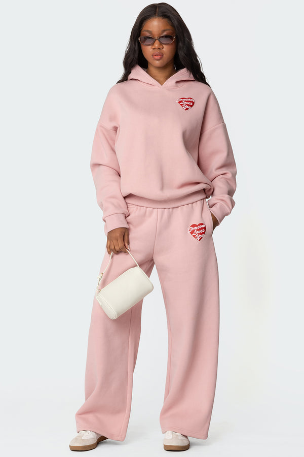 Edikted Someone Loves You Hoodie Pink