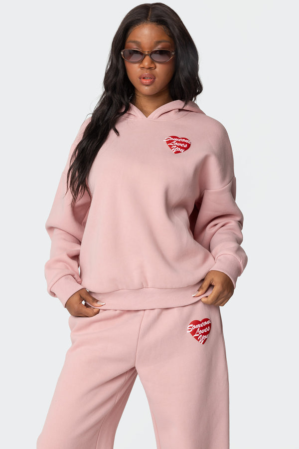 edikted Someone Loves You Hoodie pink