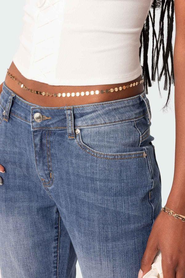 edikted Something Sparkly Belly Chain gold