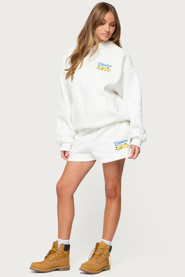Edikted Squeeze The Day Sweat Shorts White