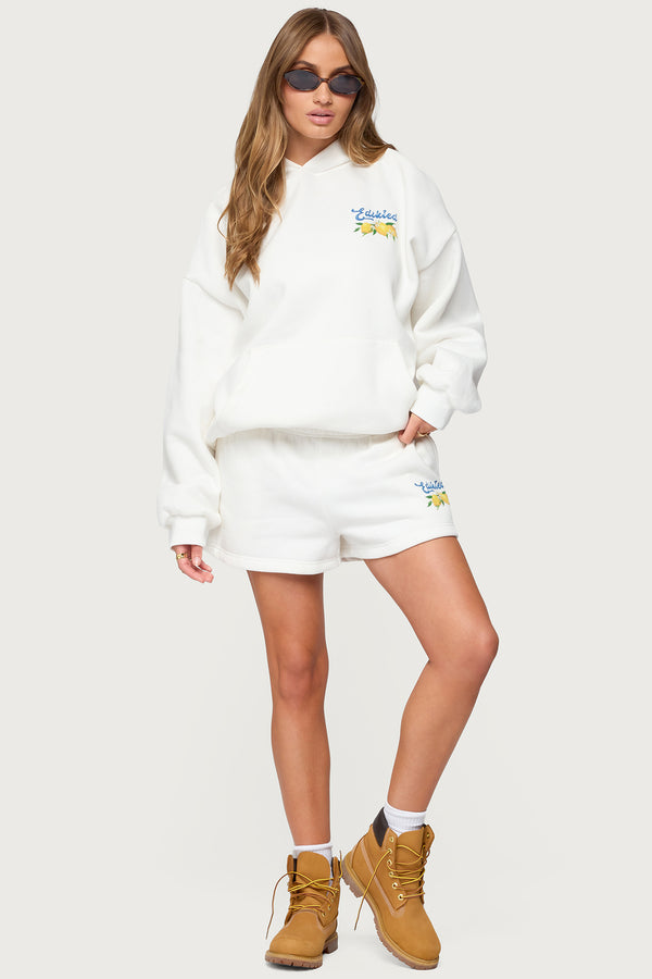 edikted Squeeze The Day Sweat Shorts white