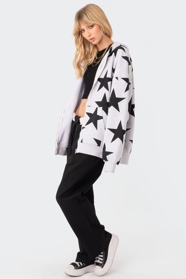 Edikted Star At Me Oversized Hoodie Gray Melange