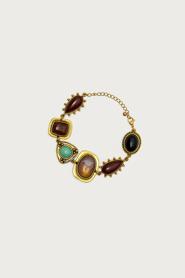 Edikted Stone Pendant Bracelet Gold