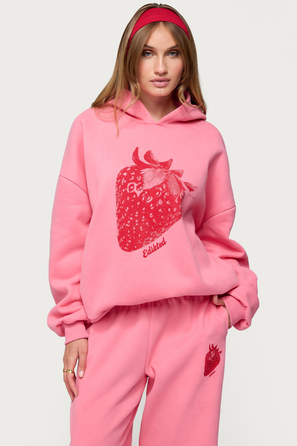 edikted Strawberry Babe Hoodie pink