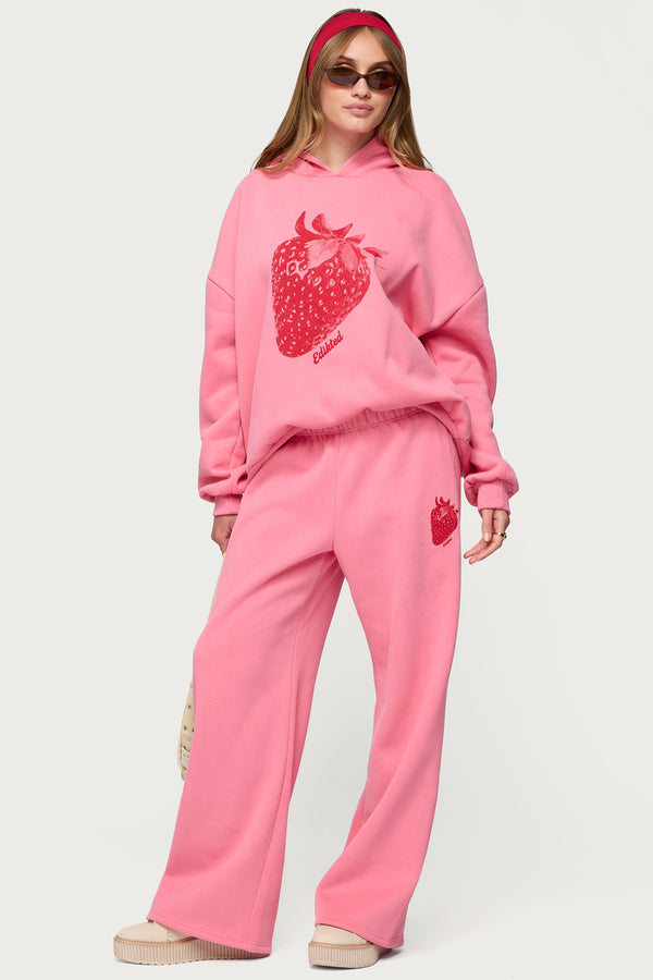 edikted Strawberry Babe Sweatpants pink