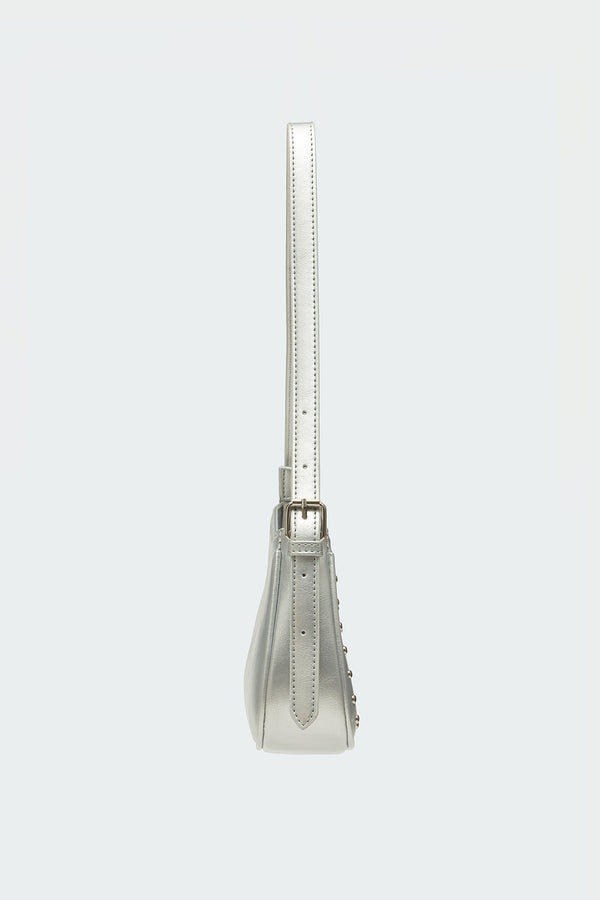 Edikted Studded Metallic Bag Silver