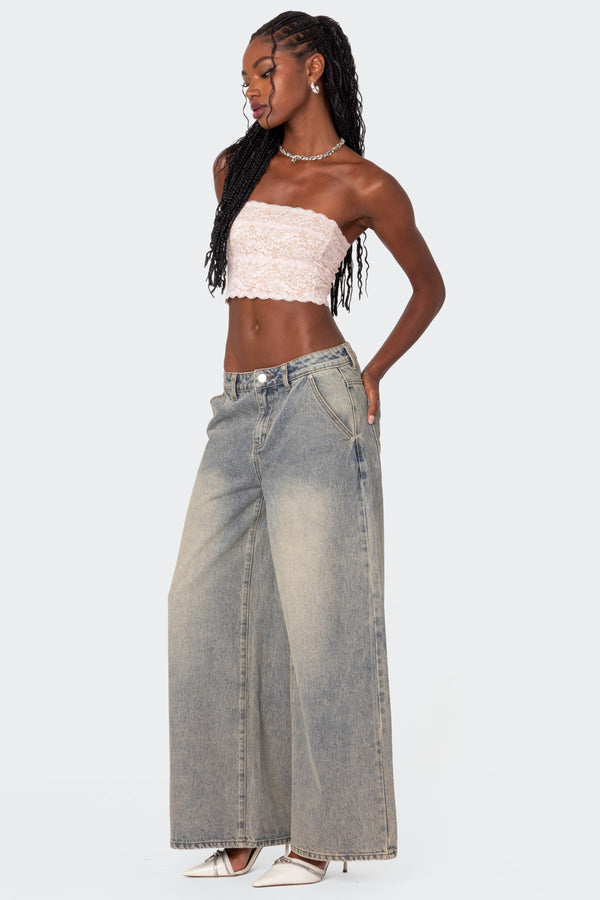 Edikted Super Baggy Wide Leg Jeans Gray