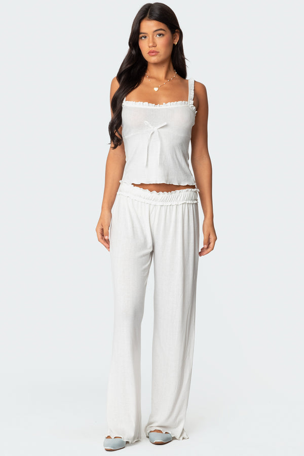 Edikted Sylvia Pointelle Tank Top White